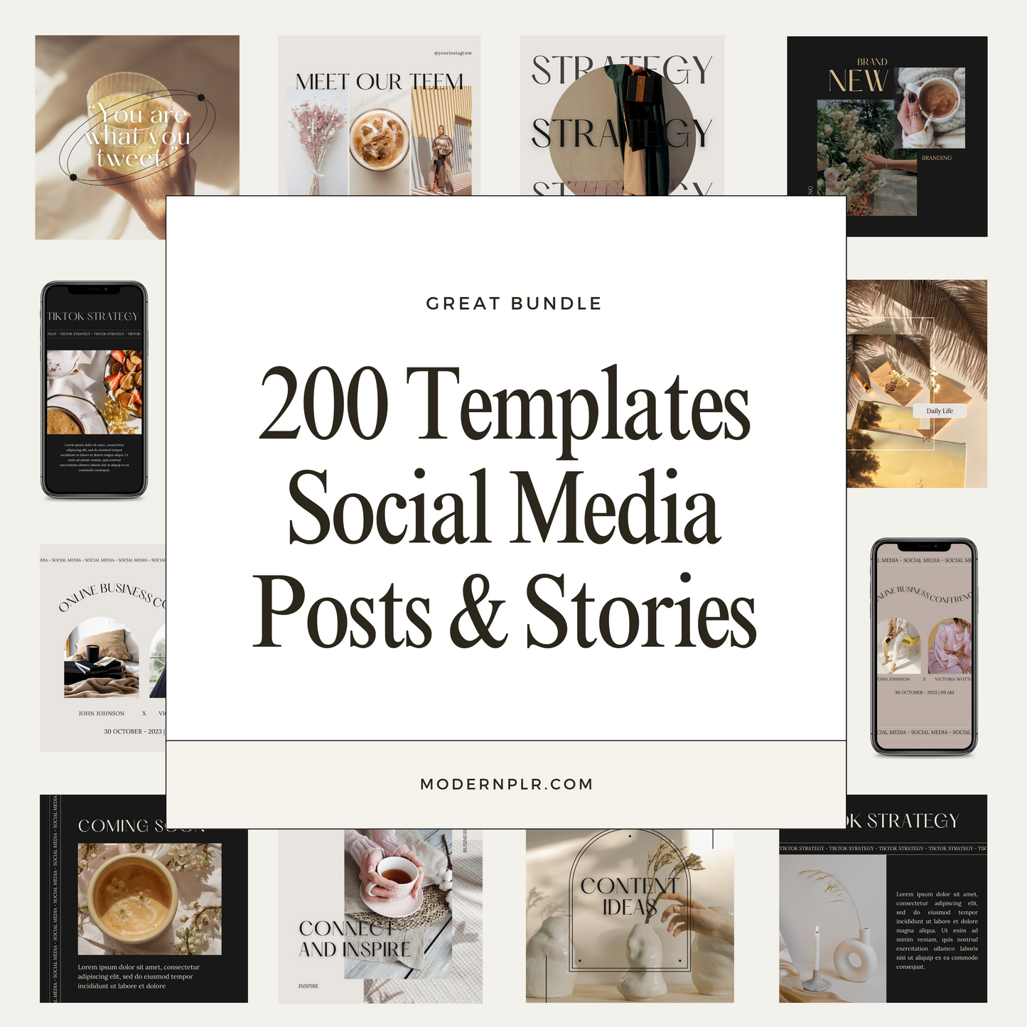 200 Templates Social Media Posts & Stories PLR/MRR