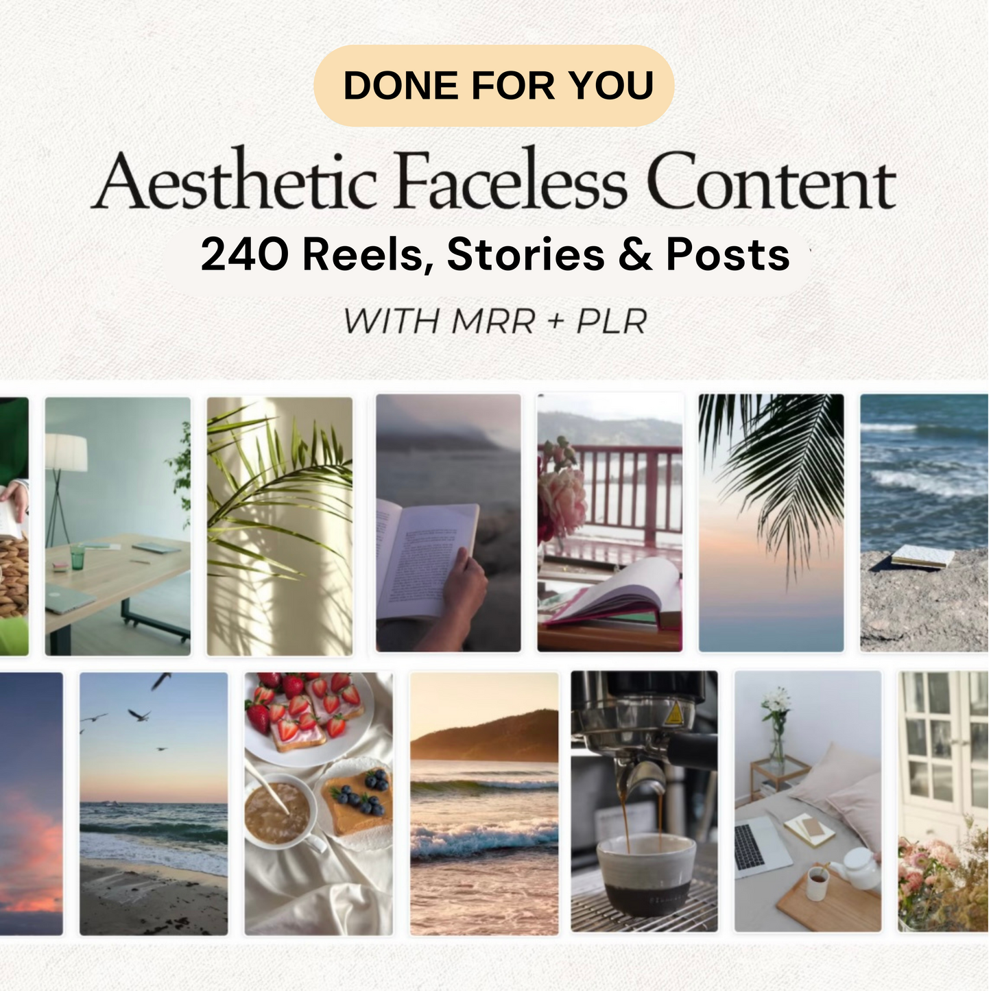 240 faceless reel videos, stories & posts plr/mrr