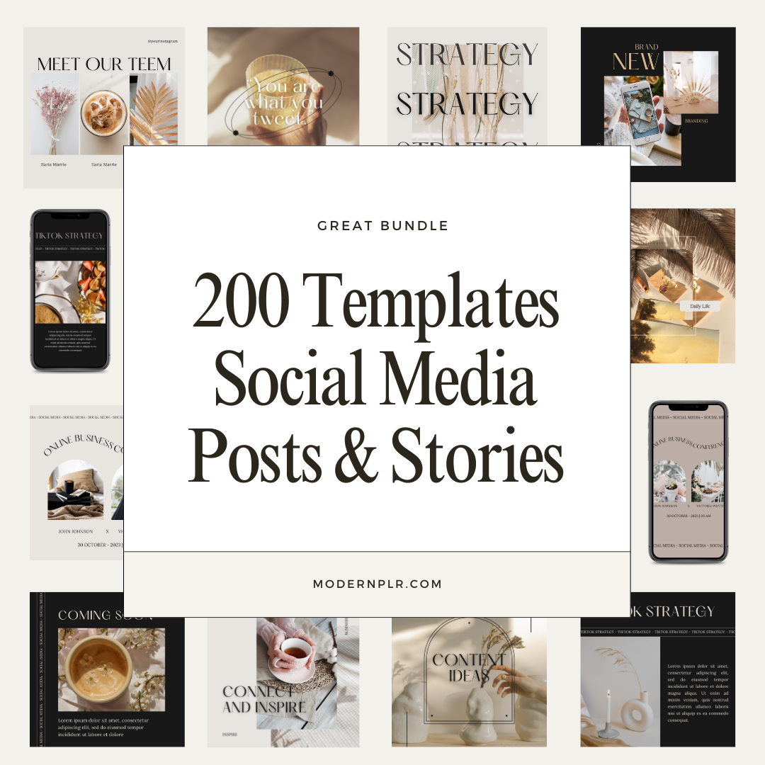 200 templates social media posts & stories plr/mrr