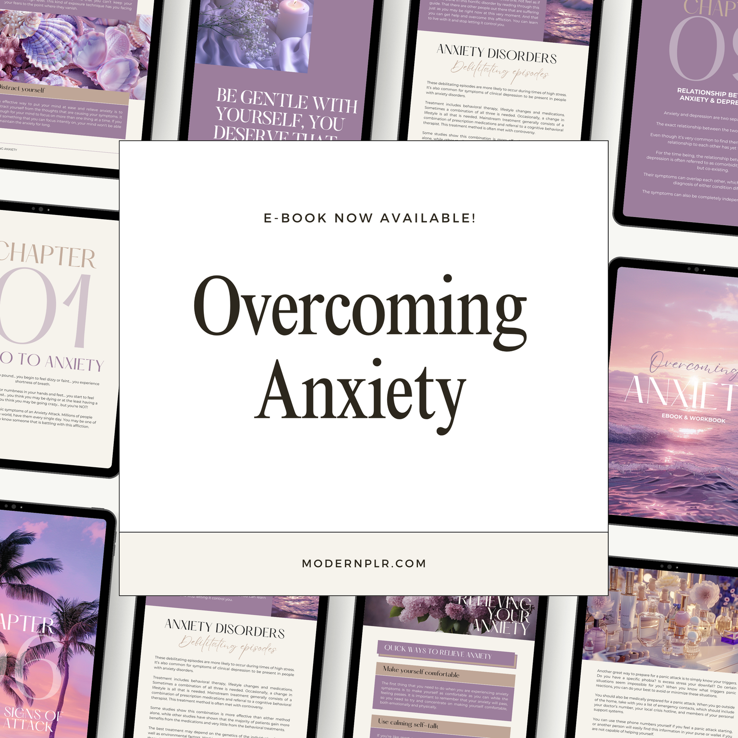 overcoming anxiety ebook & workbook plr/mrr