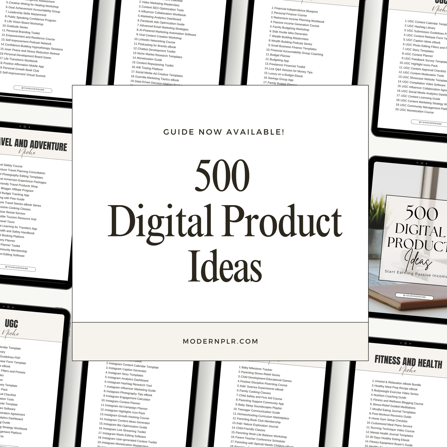 500 digital product ideas guide plr/mrr